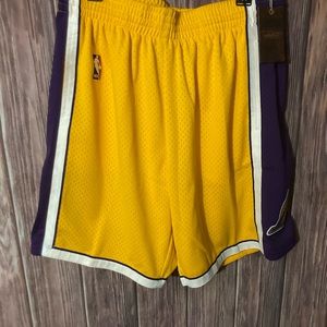 Lakers Mitchell and ness shorts size xl yellow and purple